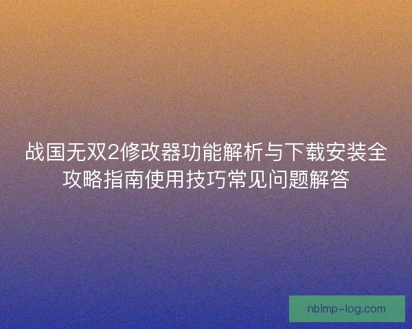 战国无双2修改器功能解析与下载安装全攻略指南使用技巧常见问题解答
